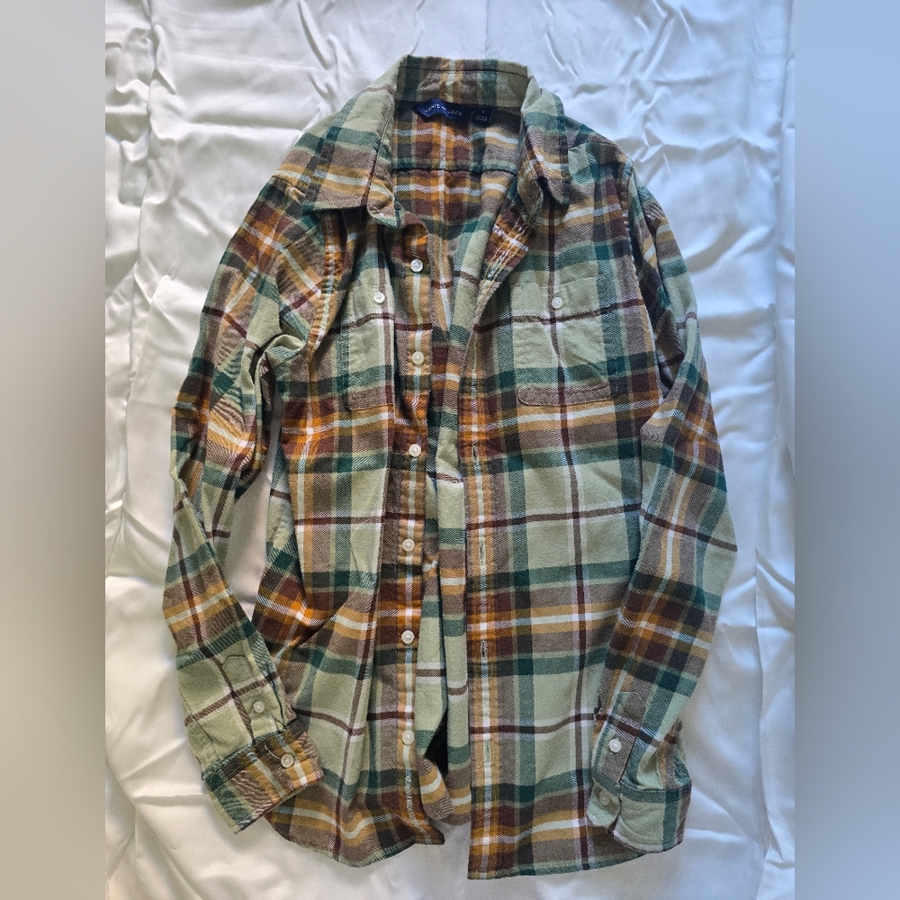 Janie and Jack Green and Brown Plaid Kids Button Down Shirt